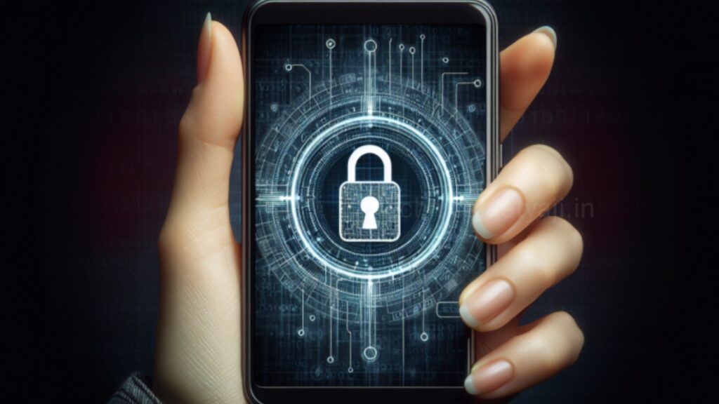 man holding an android phonewith anti- theft ock screen