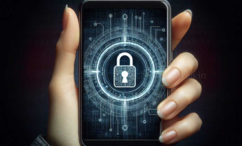 man holding an android phonewith anti- theft ock screen
