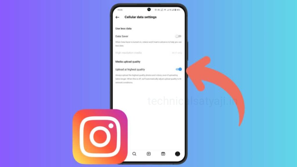 Mobie Screen Showing the Process of How to Upload High Quality Videos Instagram?